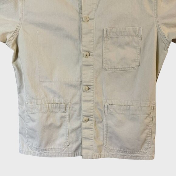 UNIQLO Denim Utility Chore Jacket Off-White Men's Large Military Field Button-Up - Picture 6 of 13